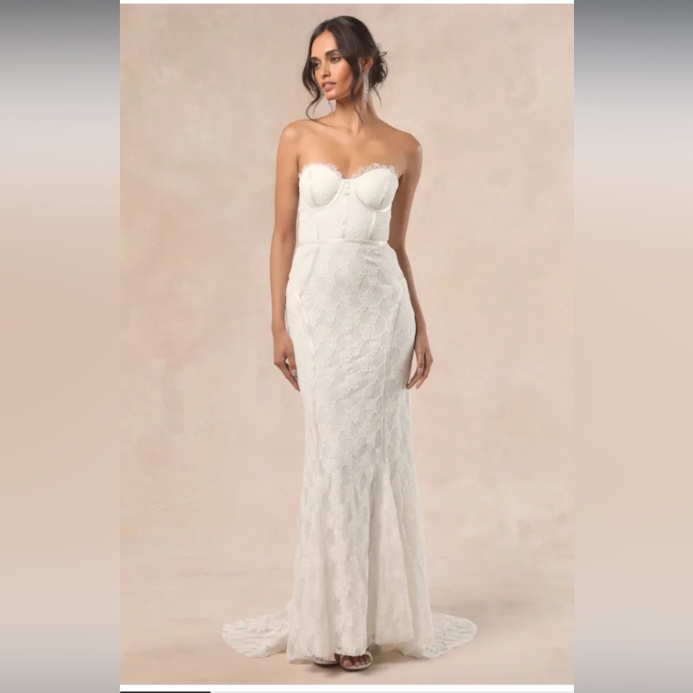 NWT- Imani Mermaid Bustier Lace Wedding Dress - Picture 3 of 17